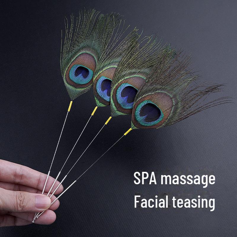 Серебряная игла для чистки ушей с павлиньими перьями - маленький и большой инструмент для чистки ушей с перьями