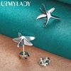 URMYLADY 925 Sterling Silver Star Stud Earrings For Women Wedding Party Charm Jewelry