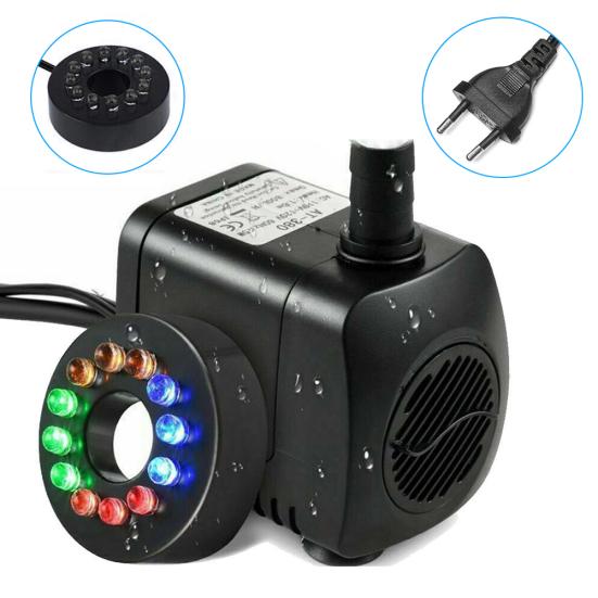 15W 800L/H 12LED Mini Fish Tank Aquarium Ponds Submersible Fountain Water Pump