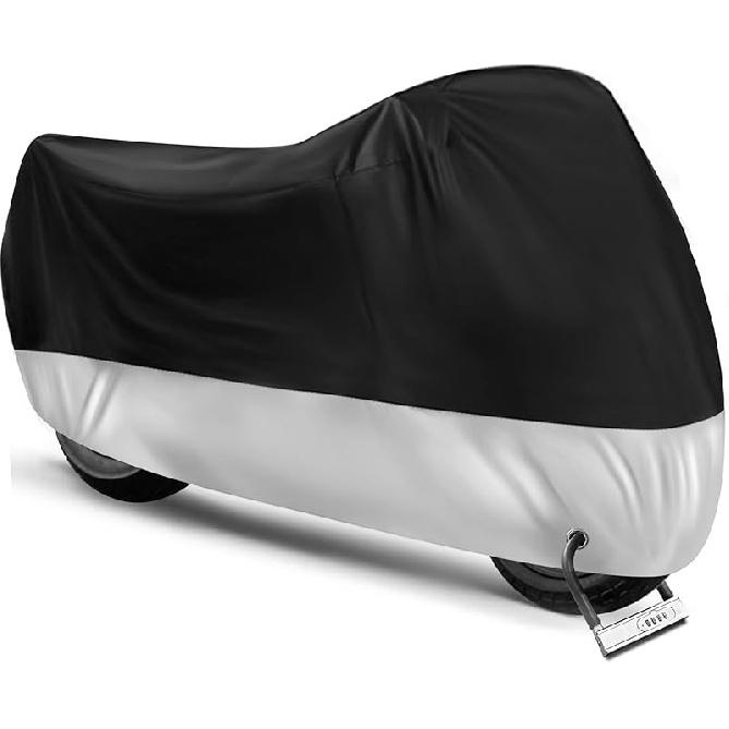 Motorcycle Cover,Motorbike Cover All Season Universal Weather Waterproof Sun Outdoor Protection With Lock-Holes & Storage Bag,XXL Motorcycles Vehicle