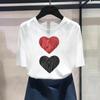 (Asian Size) Fashion Print Sweet Love Heart Style 90s Cute Graphic Tee Female Casual T Clothing Casual Women's Top Short Sleeve T-shirt