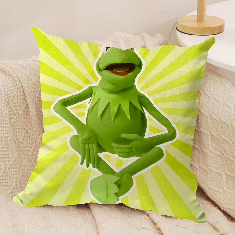 Funny KKermit the Frog Cushion Cover Soft Plush Fabric DoubleSided Printed Sofa Cushion Cover for All Seasons Home Decor Gift