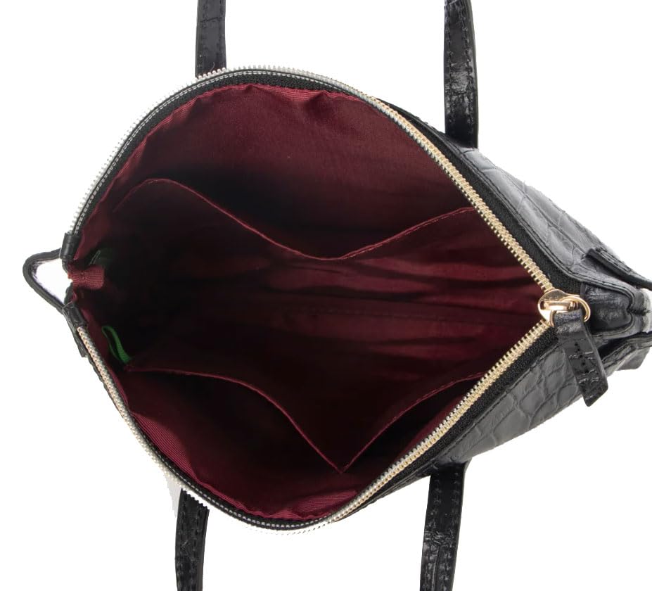 Тонкий клатч из коровьей кожи с тиснением под крокодила (черный)