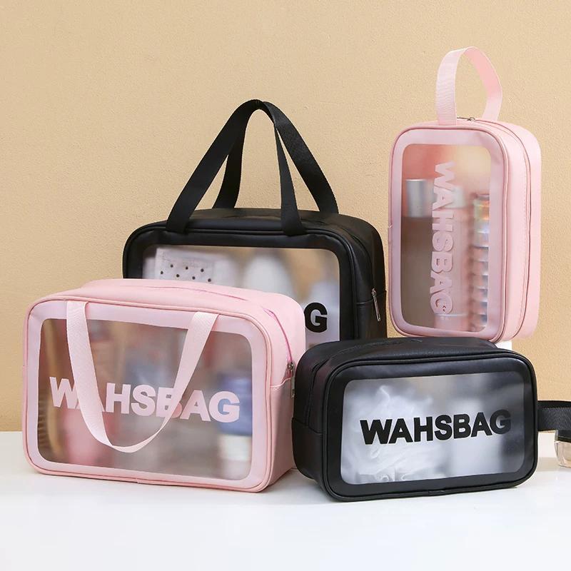 Women Makeup Bag Transparent PVC Cosmetic Bag Travel Make Up Case Wash Bag Large Capacity Toiletry Organizer Pouch