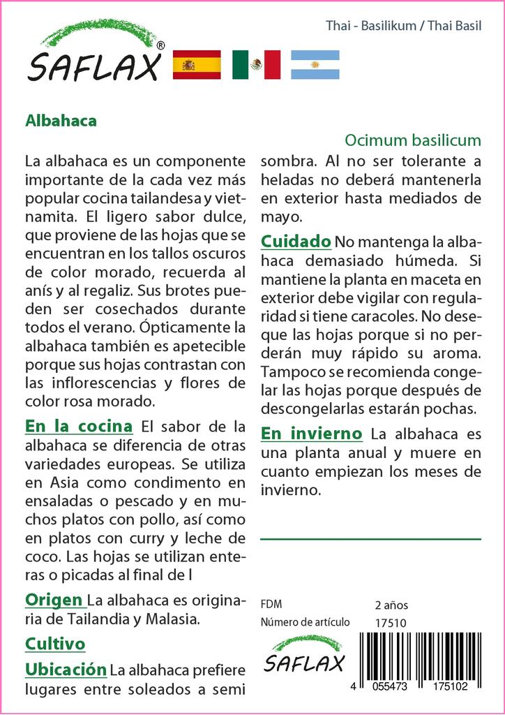 SAFLAX Garden in the Bag - Тайский базилик - 200 семян - С субстратом в подходящем пакете - Ocimum basilicum