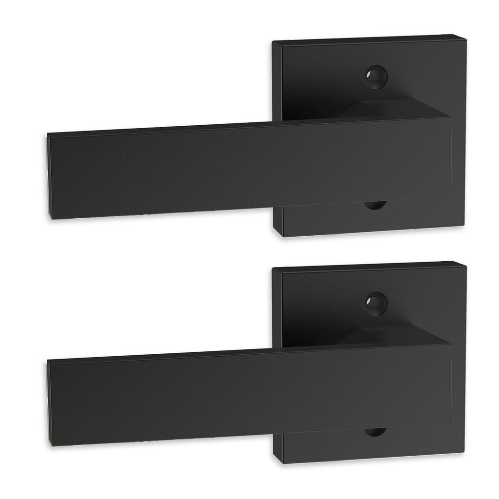 Dummy Door Lever, 2 PCS Non-Turning Single Side Push/Pull Handle, Contemporary Square Door Lever Set, Reversible for Right and Left Sided Doors,For