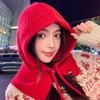 Fashion Cape, Thermal Cap, Children'S Scarf, Integrated Hat, Winter Barak Method Cold-Proof Ear Protection Hat, Knitted Wool Hat