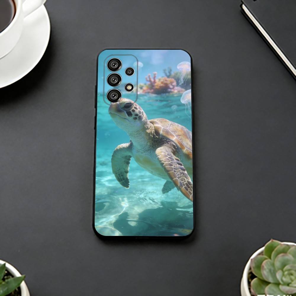Милый Чехол-Черепашка для Телефона Samsung S25, S24, S21, S22, S23, S30, Ultra, S20, Plus, Fe, Мягкий Силиконовый Черный Чехол
