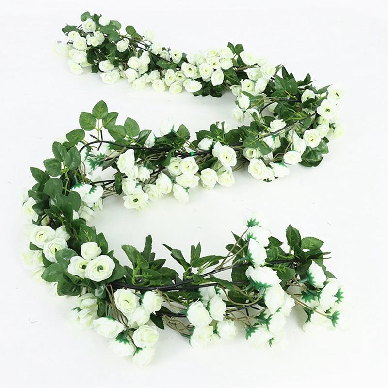 Виноградная лоза, шелковые искусственные розы, цветы для стены, рождественские искусственные растения из ротанга, гирлянда из листьев, романтическое свадебное украшение для дома