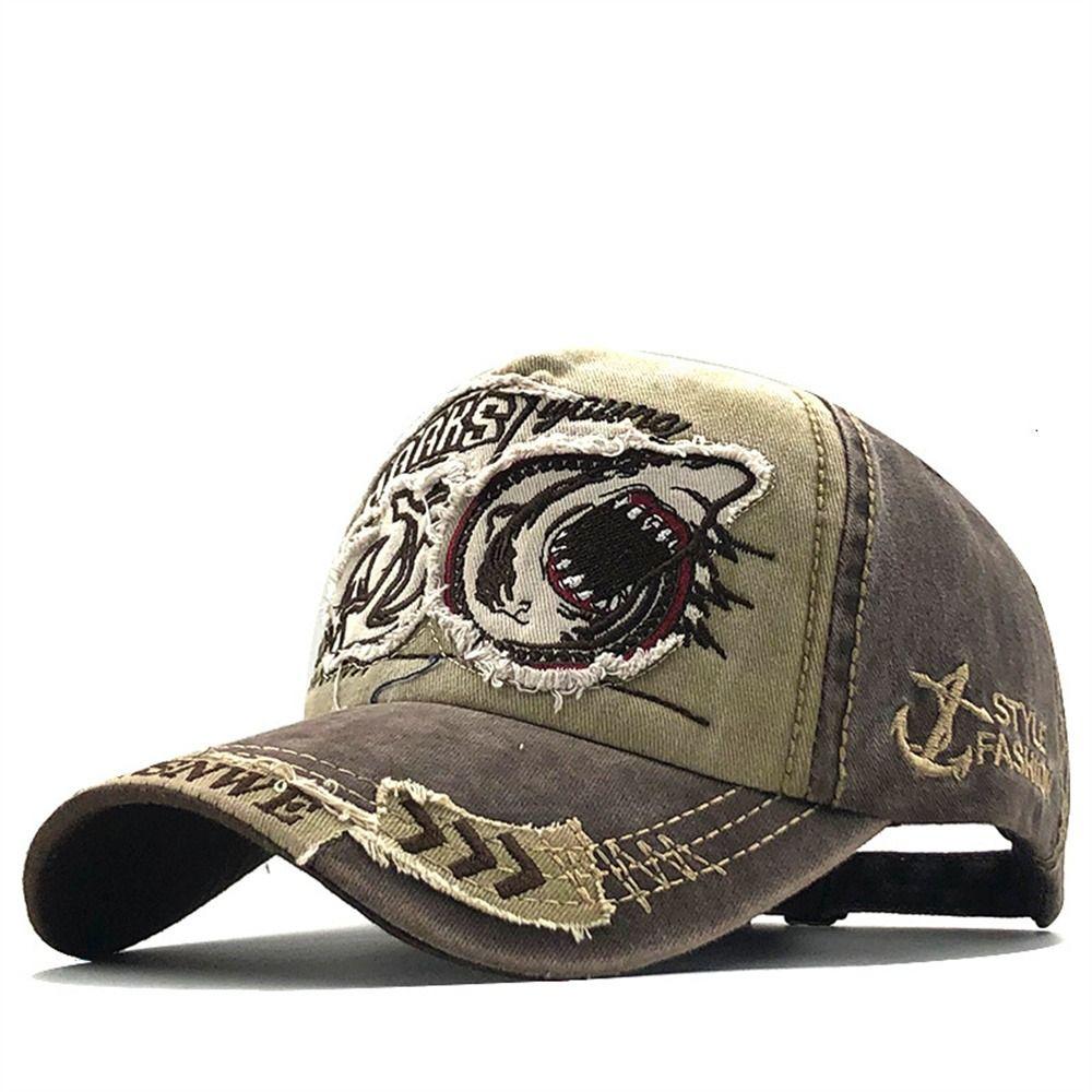 Embroidered Snapback Hat Adjustable Truck Cap Unisex Shark Baseball Cap Streetwear
