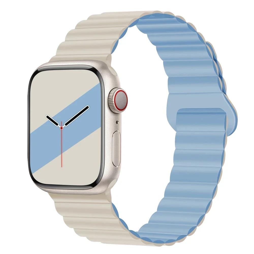 НОВЫЕ Оригинальные магнитные ремешки из жидкого силикона для Apple Watch band Ultra 2 Series 9 SE iwatch 42мм 44мм 45мм 49мм 38мм 40мм 41мм