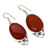 Красный сердолик драгоценный камень 925 стерлинговое серебро подарок ювелирное изделие серьга 2,05"