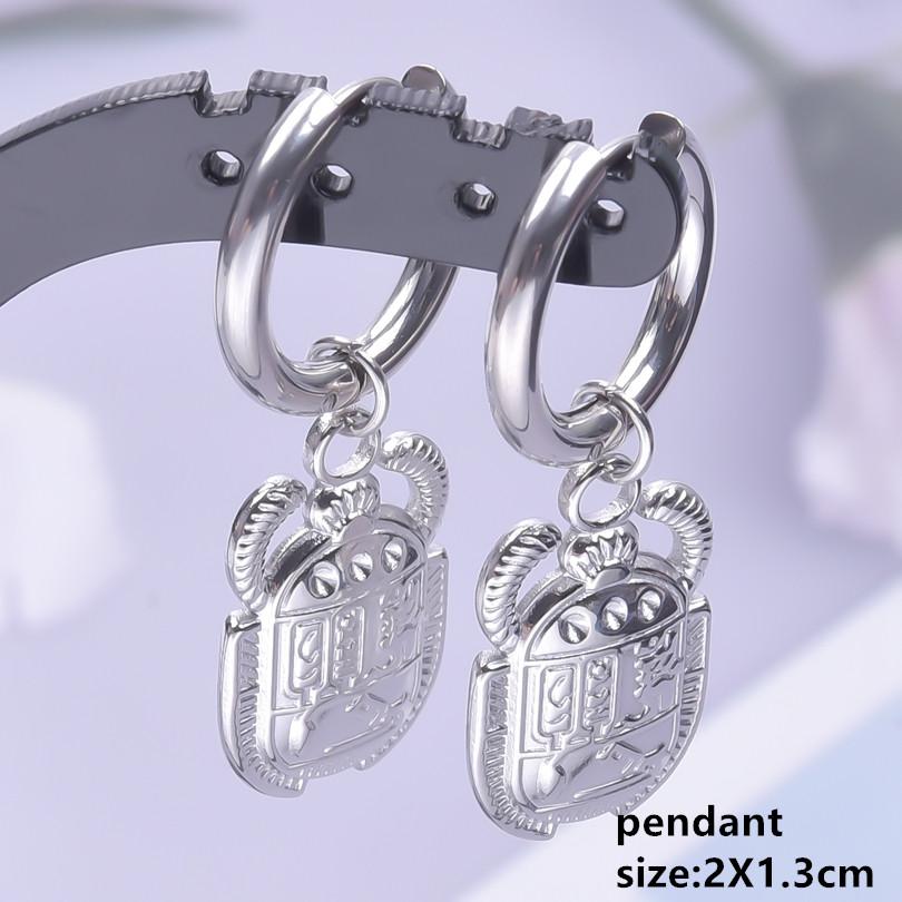 Pendientes Fashion Ear Jewelry Stainless Steel Horse Dog Bone Marine Animals Dangle Hoops Earrings For Women Men Round Piercing