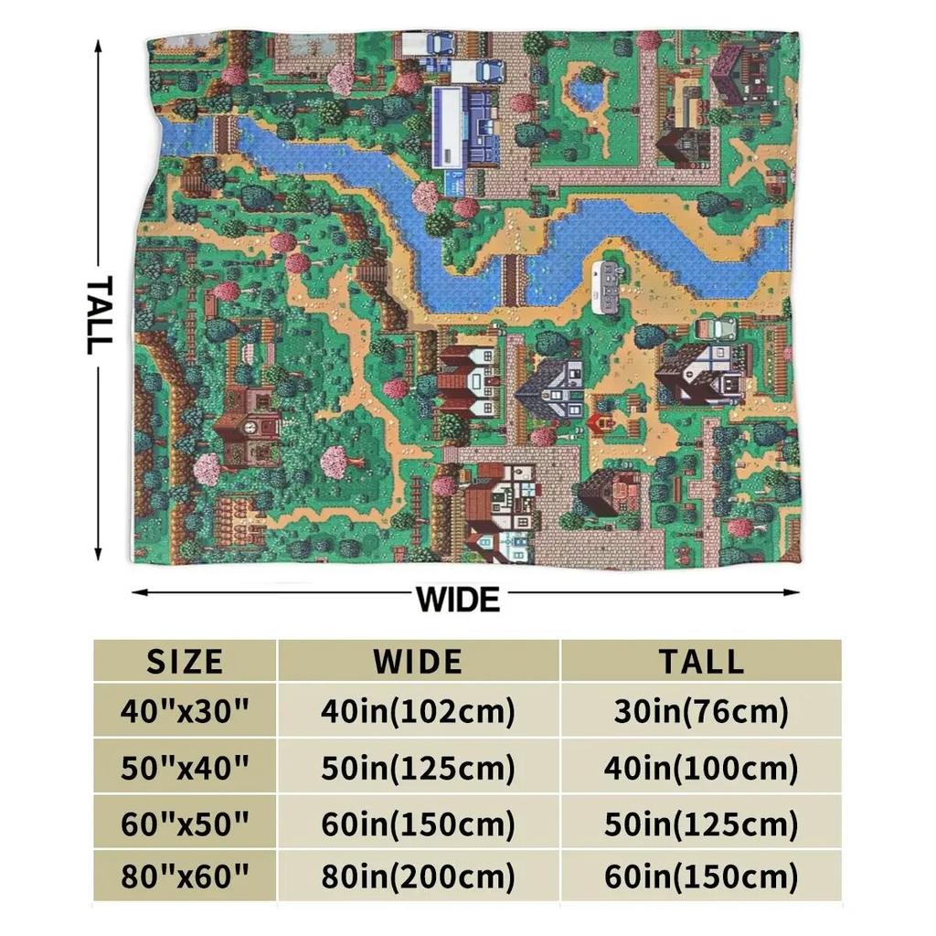 Одеяла с картой города Stardew Valley, мягкое теплое фланелевое одеяло, постельное белье для кровати, гостиной, пикника, путешествия, домашний диван