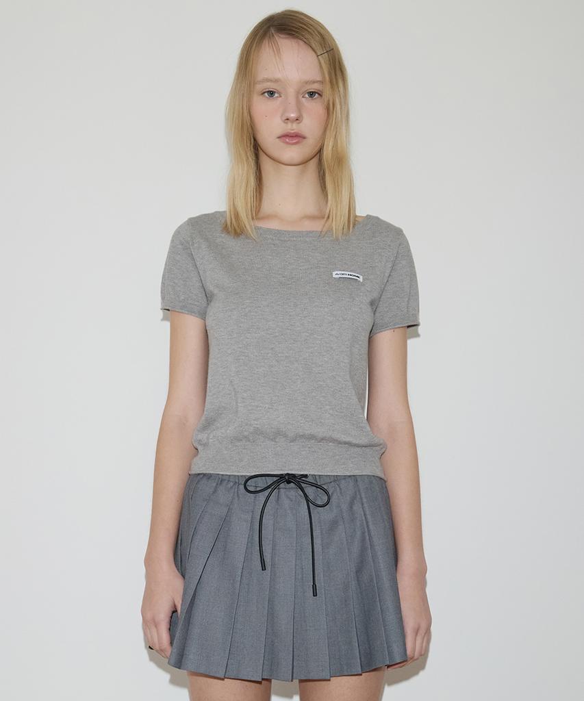 AVAM HOME Label Knit Half Sleeve Top Gray
