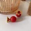 Ball Snowflake Earrings Edition Light Luxury Ankola Red Pearl Earrings New Year Happy Wedding Toast Clothing Earrings Women