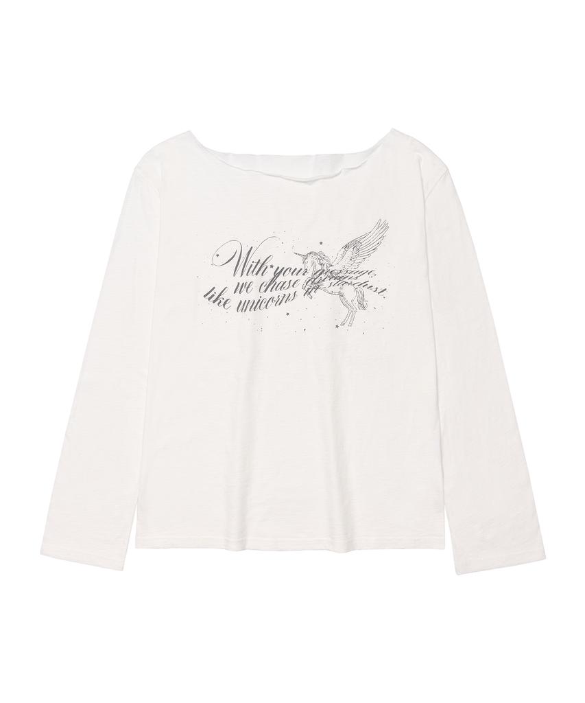 AMES-WORLDWIDE Unicorn Sheer Ls Tee Ivory