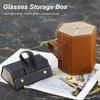 Eyewear Storage Box with Metal Snaps Multiple Compartments Solid Color Design Sunglasses