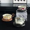 Niche Design Ceramic Cup and Disc Set Home Office Mug Medieval Coffee Cup Light Luxury High End Feeling