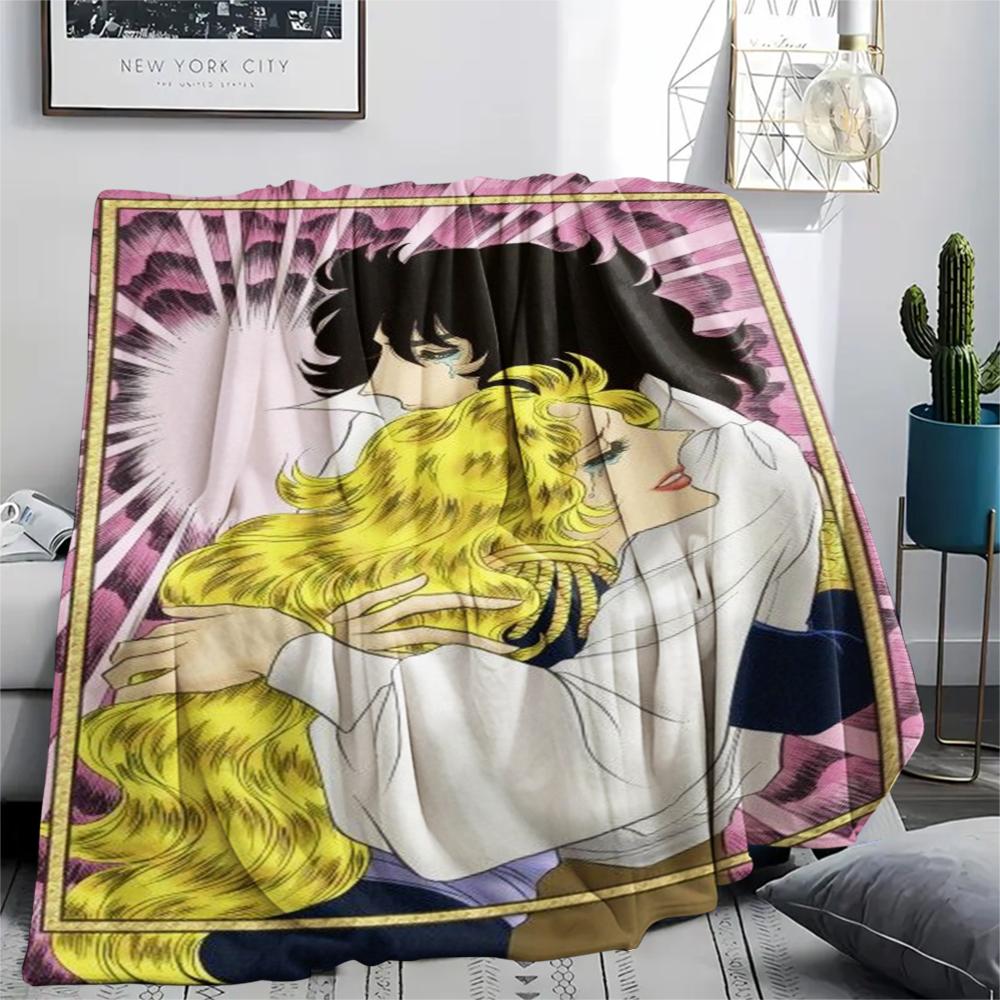1PC Versailles Rose Print Flannel Blanket, High quality Comfortable for All Seasons, Home Decor, Warmth and Comfort, Perfect for Christmas Gifts239