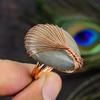 Natural Labradorite Gemstone Handmade Copper Wire Wrap Gift Ring Size 8 u7C47