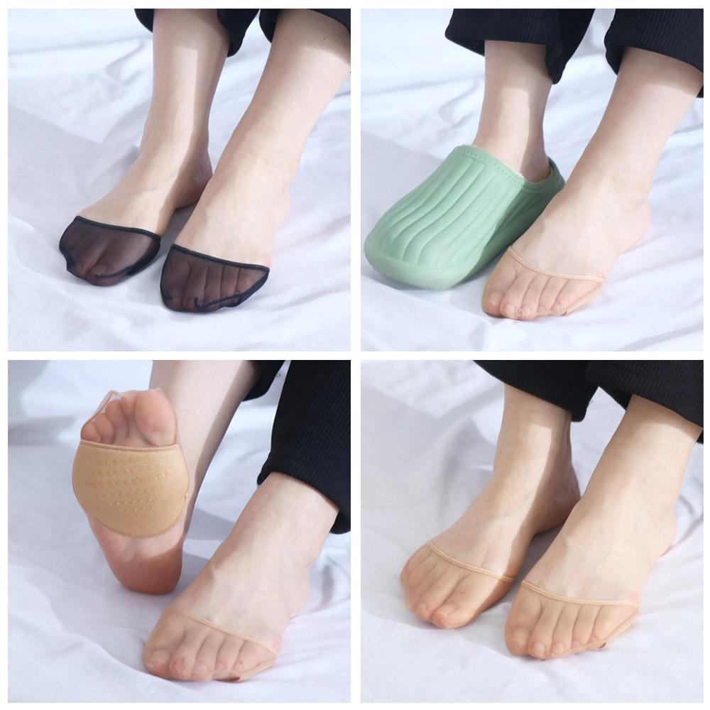Silicone Dotted Anti-Slip Girls Forefoot Insoles Invisible Socks Women Hosiery Half Palm Socks