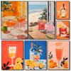 Винтажный коктейль 70-х годов Плакат Negroni Aperol Spritz Печать на холсте Картина Girly Pink Wall Art Pictures Home Room Bar Cart Decor