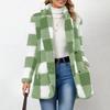 Women's Fashion Plaid Lapel Long Sleeved Coat With Buttons, Plush Warm Jacket With Pockets
