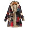 2024 Winter Coat Medium Length Cotton and Linen Printed Hooded Padded Jacket Loose Large Size Women's Dress with Cashmere Padded Coat Plush Coat