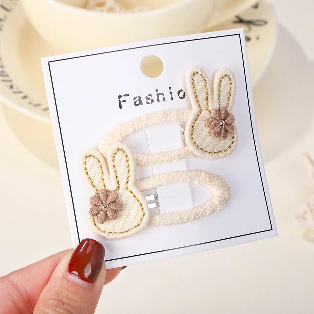 LOVEKIKI 2Pcs Cartoon Rabbit Hairclip Handmade for Kids Girls Hairbangs Sweet Hairgripes Barrette Ins Style Hairpin Ornaments