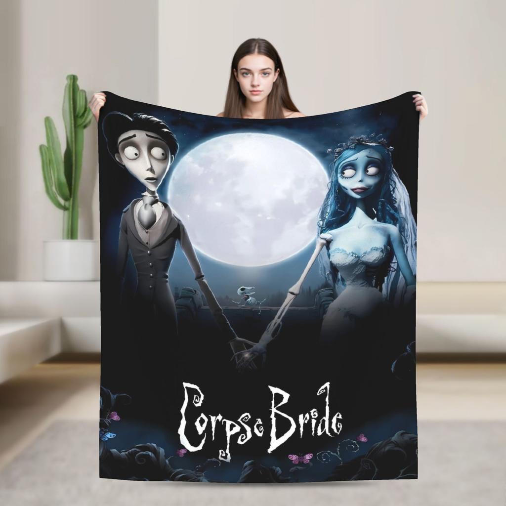 Anime Movie C-Corpse Bride Blankets Warm Soft Pattern Plush Bedding Throws For Kids Adult Bedroom Flannel Bedspread Bed Cover