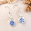Attractive Blue Tanzanite Gemstone 925 Stamped Silver Dangle Earrings 1.68" CE-15-6