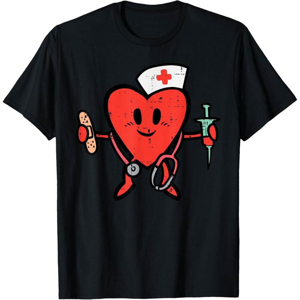 Valentines Day Nurse Heart Cute Nursing Scrub Top RN Women T-Shirt