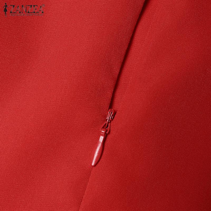 ZANZEA Женское повседневное летнее платье А-силуэта с V-образным вырезом и коротким рукавом