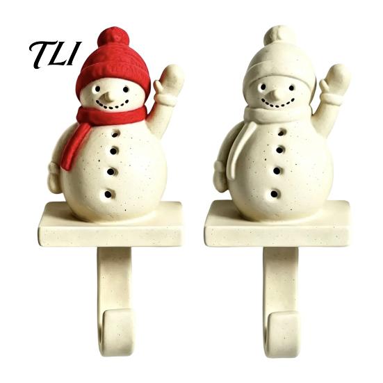 Door Hanging Hook Christmas Snowman Stocking Hook, Wall Mounted Decorative Holder, Home Festive Entryway Organizer Storage for Fireplace Towels