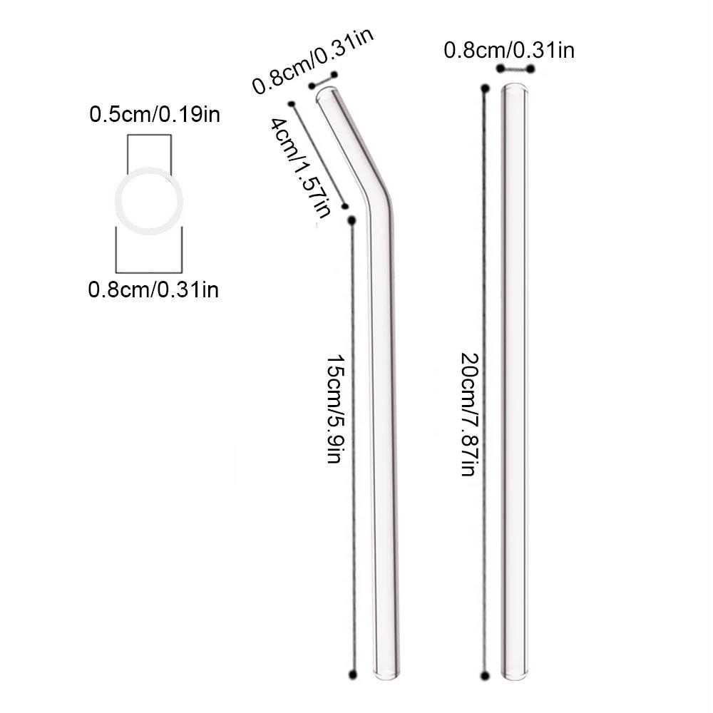8mm High Borosilicate Glass Straw 3/5/10/11Pcs Reusable Eco Friendly Drinking Straws Set Bubble Tea Smoothies Bar Accessories Cup Holders 5
