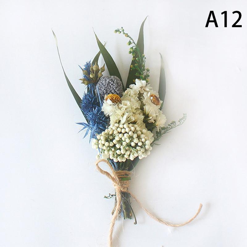 1Pc Mini Natural Dry Flowers Bouquet Boutonnieres Groomsmen Buttonholes Bridesmaid Flower Corsage Brooch Christmas Wedding Decor
