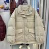 2024 зима новый пуховик женский короткий стоячий воротник куртка хлеб утолщенный теплый белый утиный пух свободное пальто