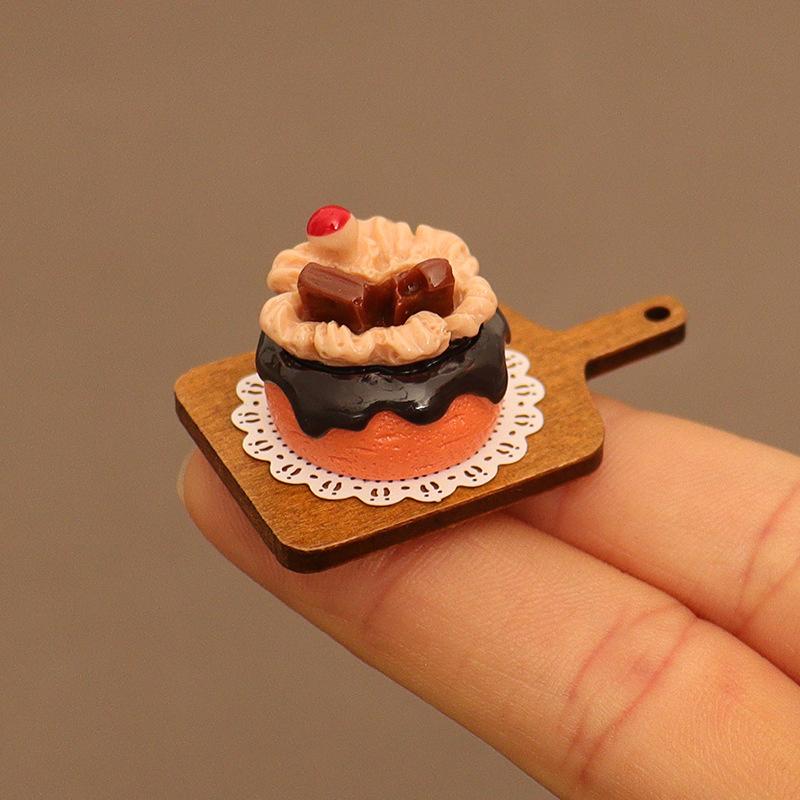 6 шт./набор Милая миниатюрная еда Игрушка Кукольный домик Мини Пирожное Подставка Бумажный поднос Модель Нож и вилка Для кукольных кухонных аксессуаров