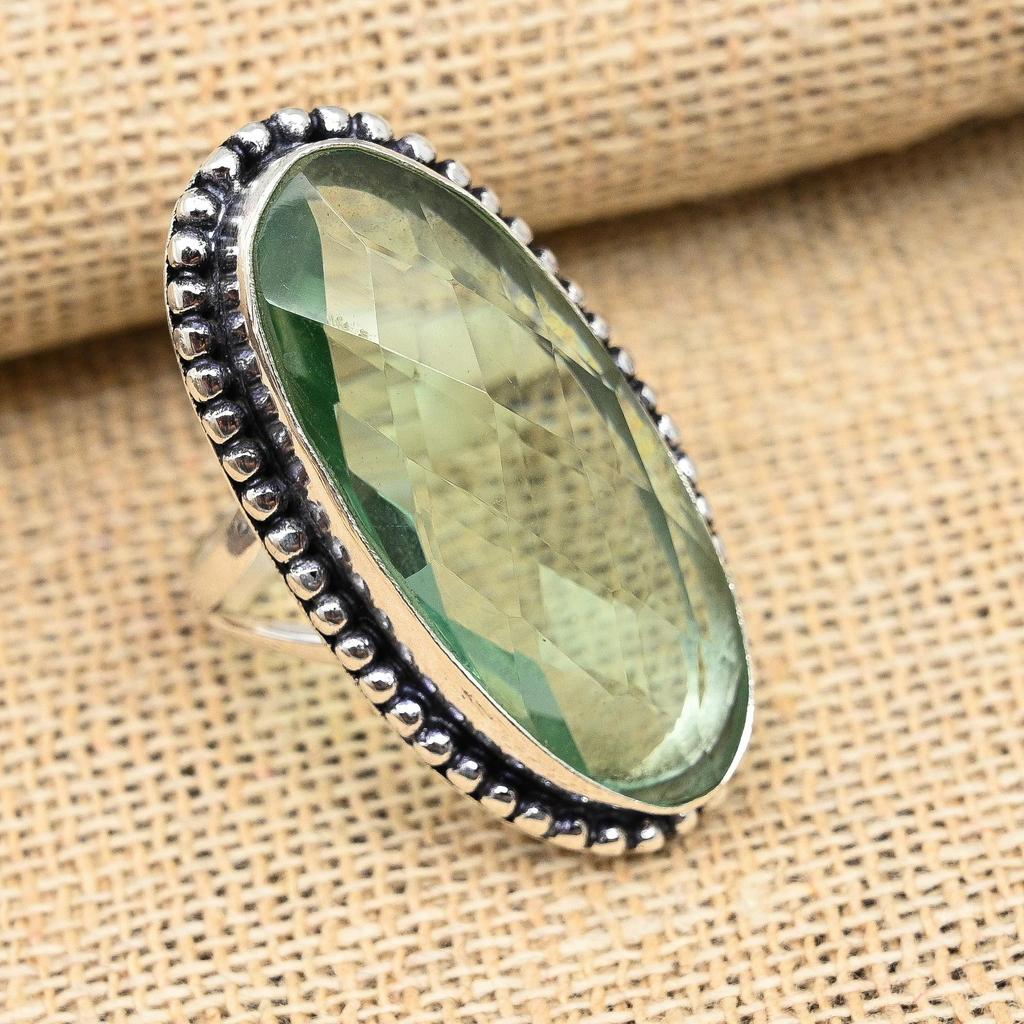 Aqua Apatite Gemstone Handmade 925 Sterling Silver Ring Jewelry For Christmas