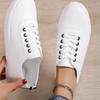2024 Новая модная однотонная женская спортивная обувь с круглым носком, удобная верхняя одежда, универсальная женская обувь на плоской подошве с мелким кружевом