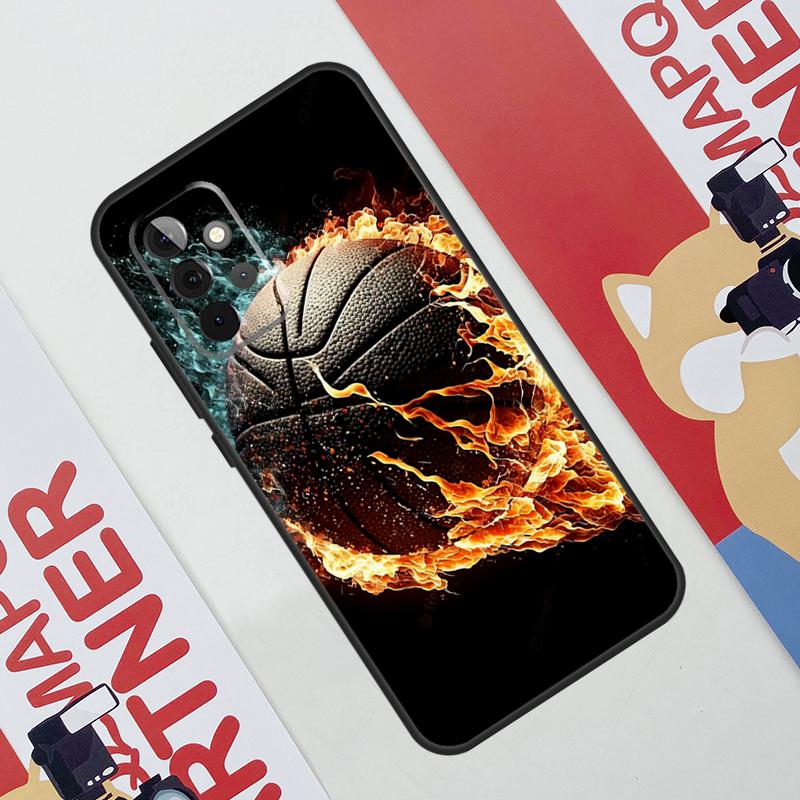 Basketball On Fire Case For Samsung Galaxy A36 A35 A55 A06 A16 A26 A56 A53 A32 A52 A33 A13 A14 A34 A54 A17 A15