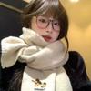 Winter new solid color fashion embroidery puppy couple scarf Internet celebrity college style imitation cashmere scarf