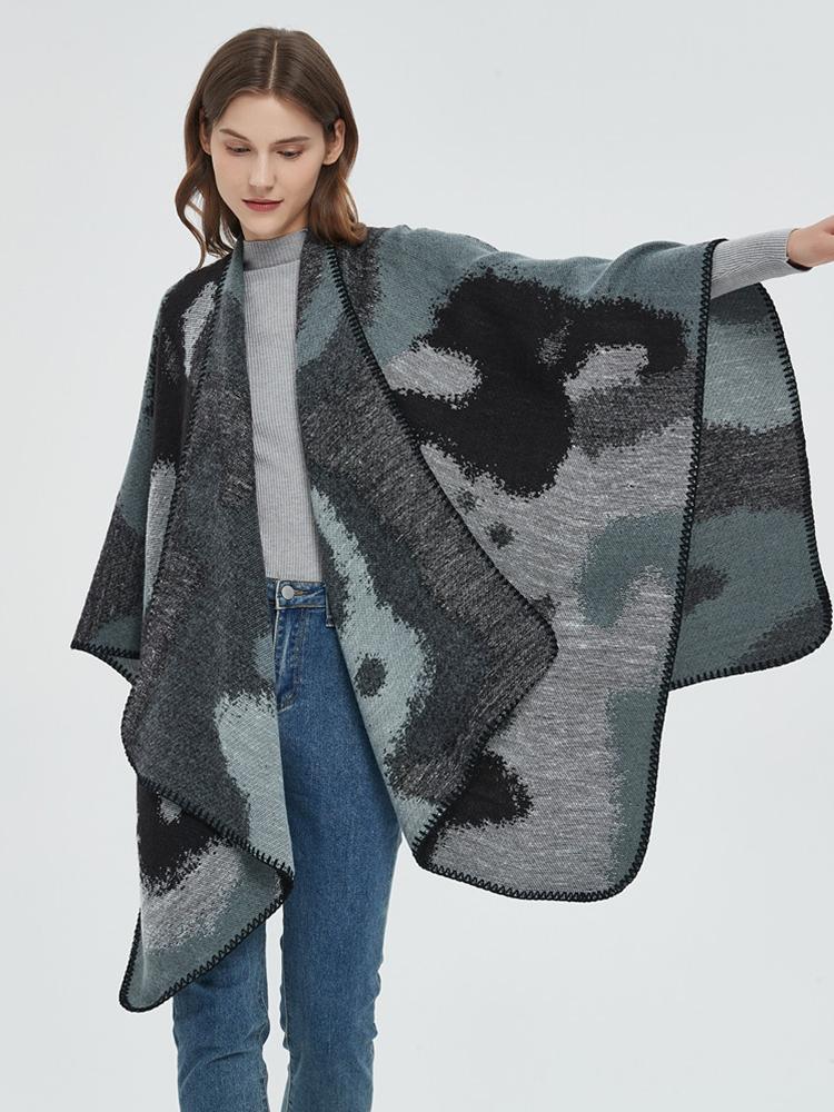 Женский шарф Многослойный пончо Элегантная леди С принтом Накидка Шаль Повседневный шарф Капа Для женщин Пашмина Вечеринка Выпускной Плащ Зимний Новый