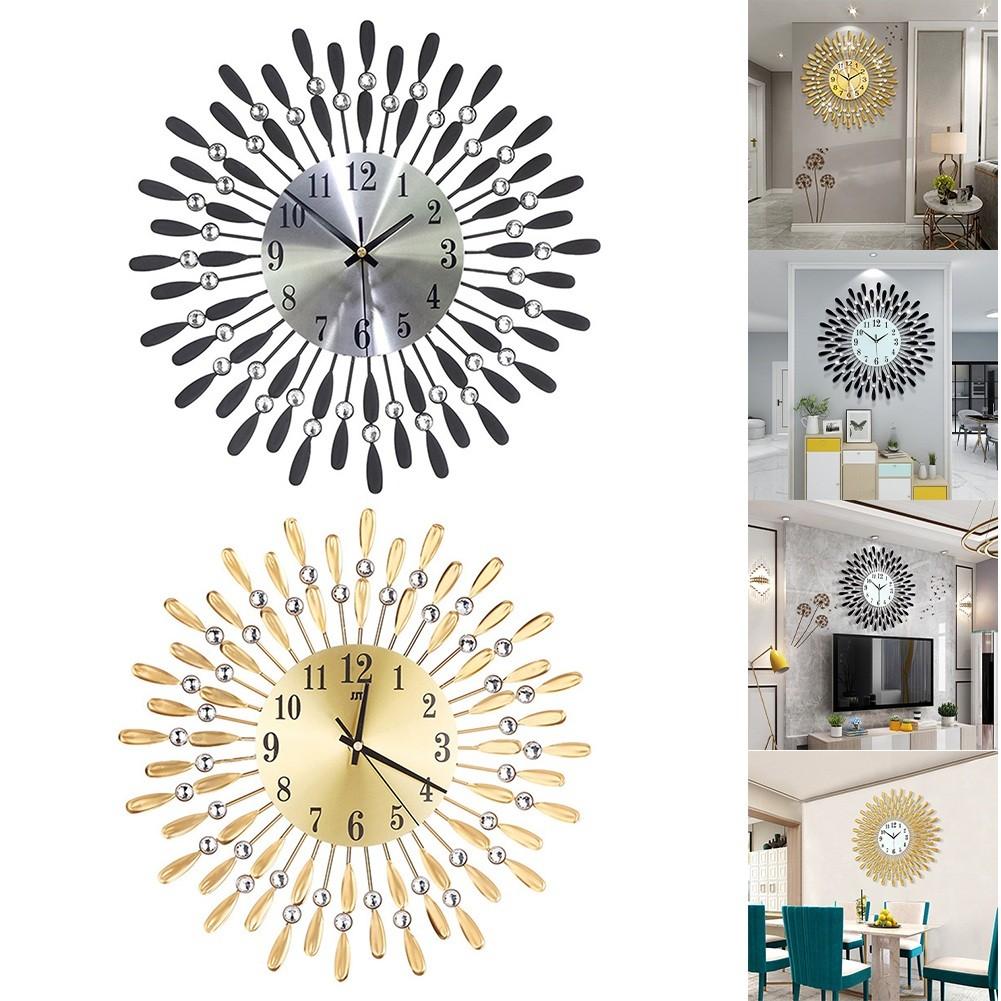 15 дюймов настенные часы для гостиной Декор тихие лепестки циферблат настенные часы черные спальня