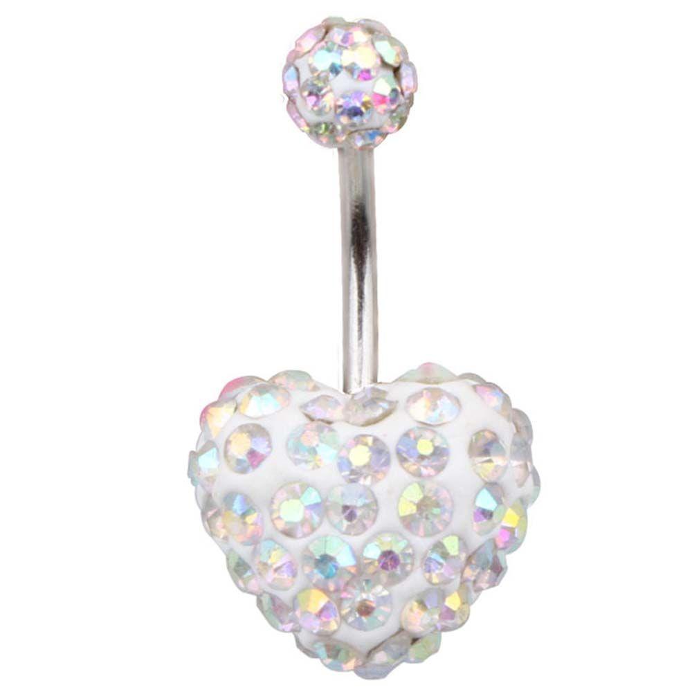 Heart-shaped Crystal Stainless Steel Umbilical Ring Navel Piercing Body Piercing Belly Button Rings