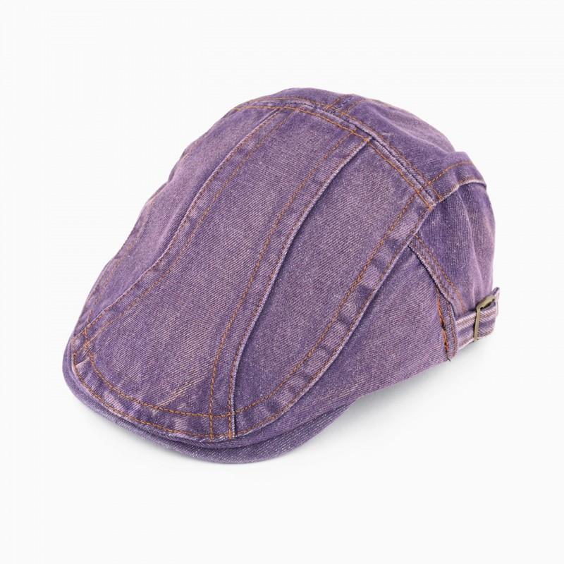 Vintage Washed Denim Cap Unisex Flat Top Short Brim Breathable Sun Hat Street Style