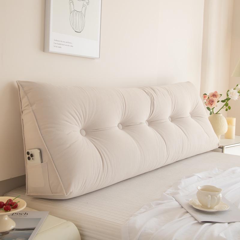 Removable & Washable Leather Velvet Triangle Headboard Cushion Pillow with Soft Lumbar Backrest for Sofa and Dormitory