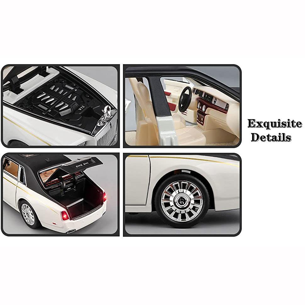 Игрушечный автомобиль Rolls-Royce Phantom 1/24, литая металлическая модель автомобиля для детей 3, 4, 5, 6, 7 лет, со звуковой подсветкой, классический дизайн двери автомобиля, логотип автомобиля можно сложить