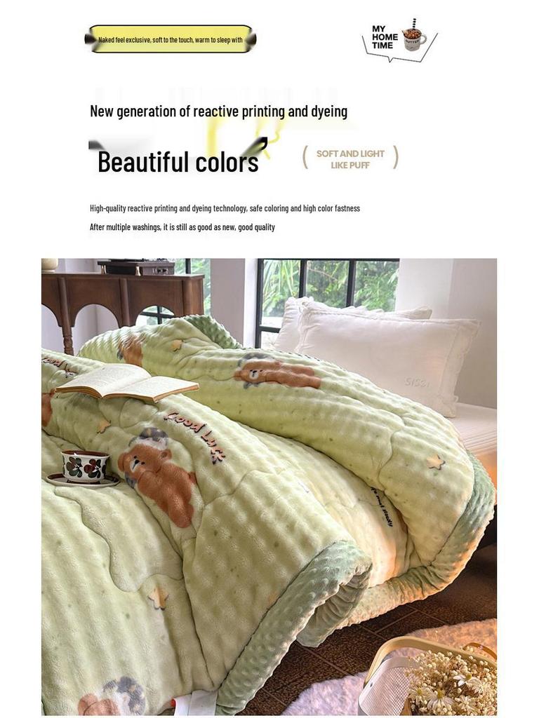 2025 Winter Imitation Rabbit Fur High-Weight Three-Layer Quilted Blanket